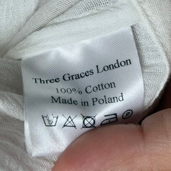Three‎ Graces London Serena Cotton Wrap Top Sz 8 White Old Money Vacation - Picture 9 of 9